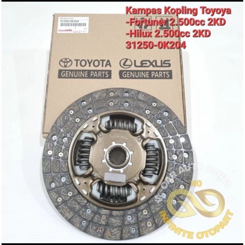 PLAT KAMPAS KOPLING CLUTCH DISC ASSY HILUX FORTUNER 2.5 2500CC 2KD 31250-0K204 TOY QUALITY