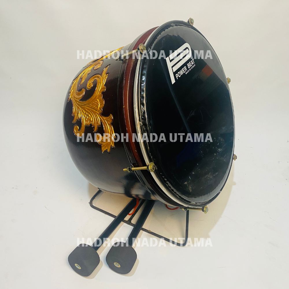 Bass Hadroh Ukir Jepara Motif Polos Ukuran 16 inch Bass Rebana Qasidah Bas Banjari Terbangan Bass Ma