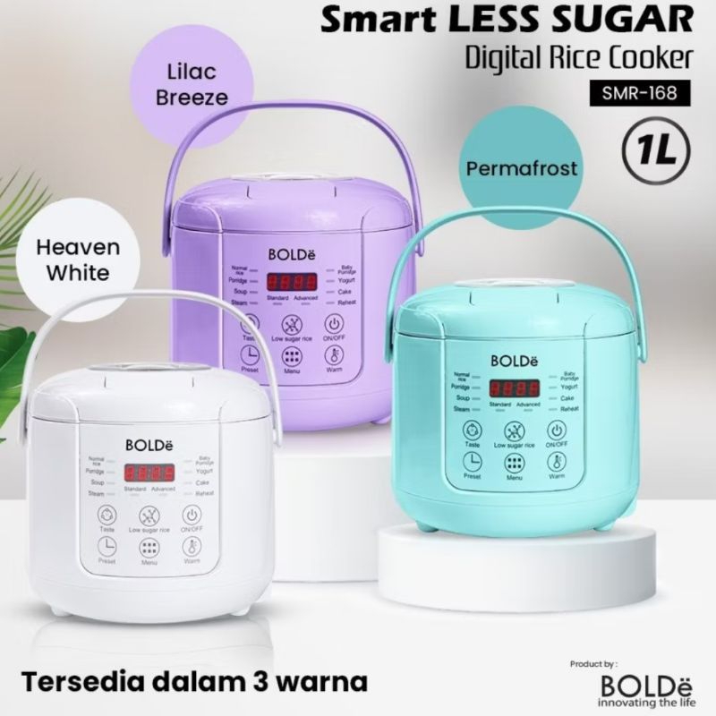 BOLDE Smart Less Sugar Digital Rice Cooker 1 L Magiccom Kecil Alat Masak Nasi Rendah Gula Low Carbo
