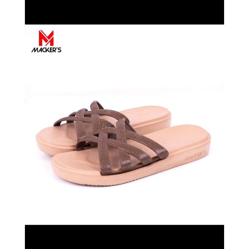 Macker's Sandal Karet Tali Silang Sandal Flat Wanita Tali Premium