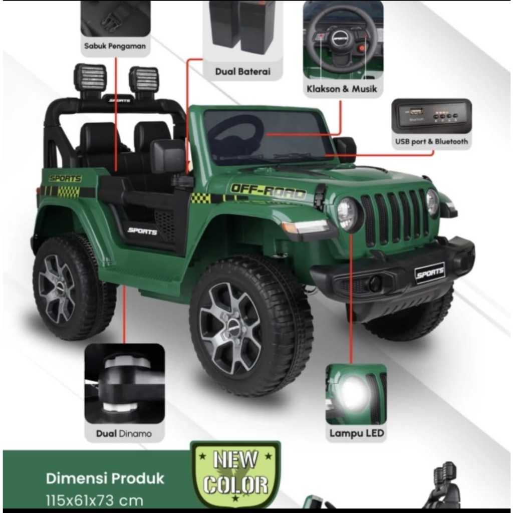MAINAN MOBIL AKI JEEP OFFROAD PMB-8288 / MOBIL AKI REMOTE & MANUAL