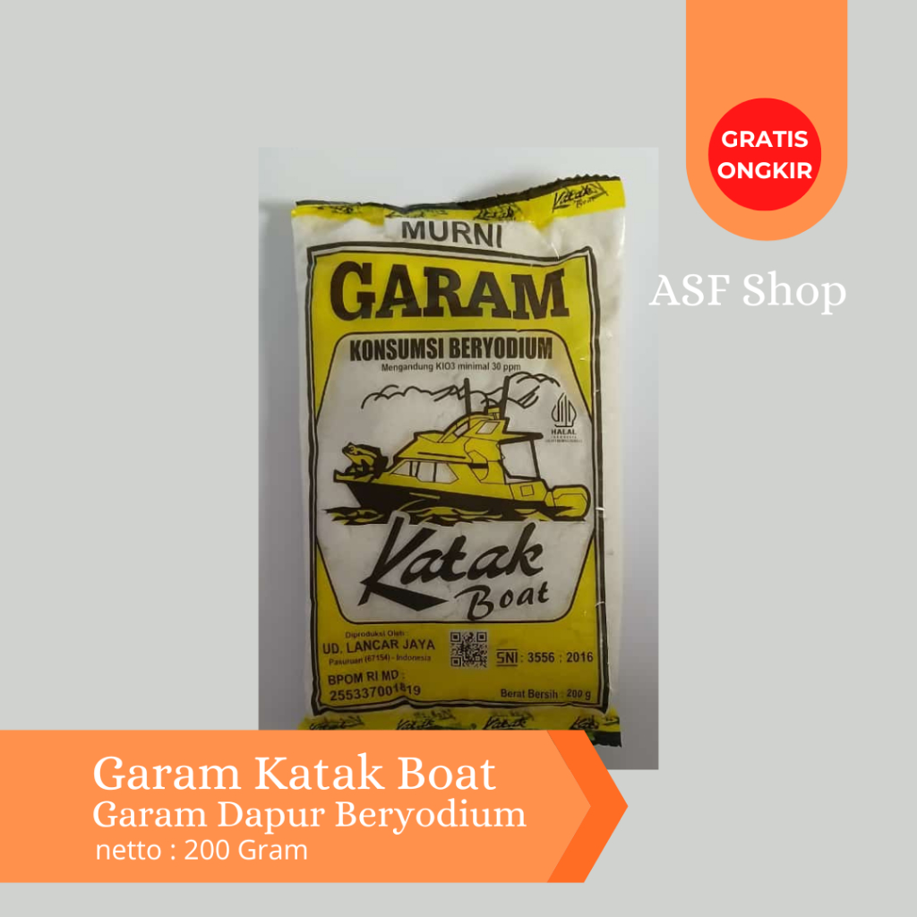 

Garam Cap Katak Boat 200 gr/ Garam Dapur Beryodium
