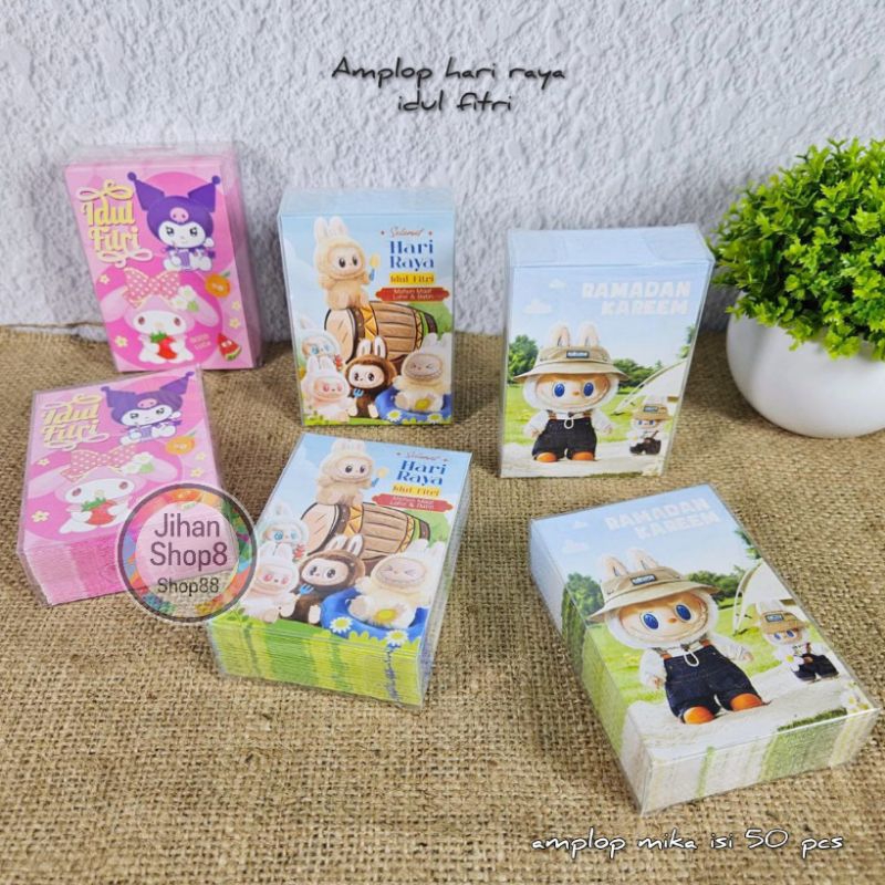 

50 lembar Amplop lebaran idul fitri Mika karakter kartun ukuran 7 x 10 cm