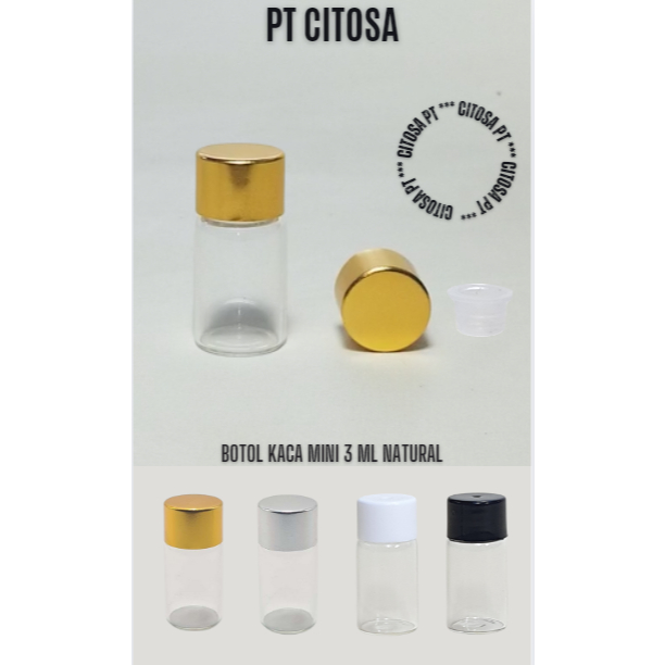 Botol Kaca Serum Mini 3 ml Tabung Clear / Botol Kaca /  Botol Kaca Mini / Botol Parfum 3 Ml  / Botol