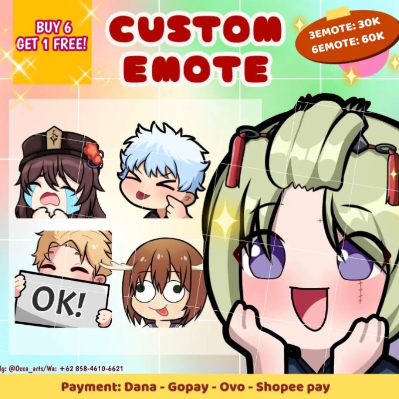 COMMISSION OPEN | Jasa gambar emote twitch dan youtube