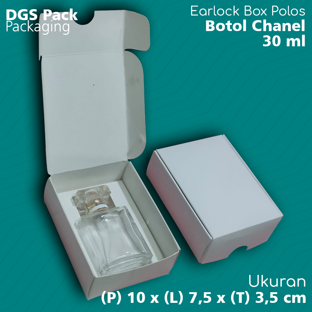 

Box Earlock Polos ukuran P x L x T : 10 x 7,5 x 3,5 cm untuk botol Chanel 30ml