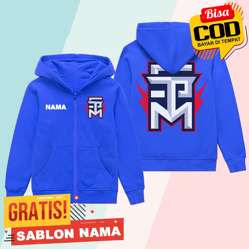Jaket Hoodie Zipper Anak Free Fire STM / Jaket Sleting Anak Laki Laki & Perempuan Custom Nama Free F