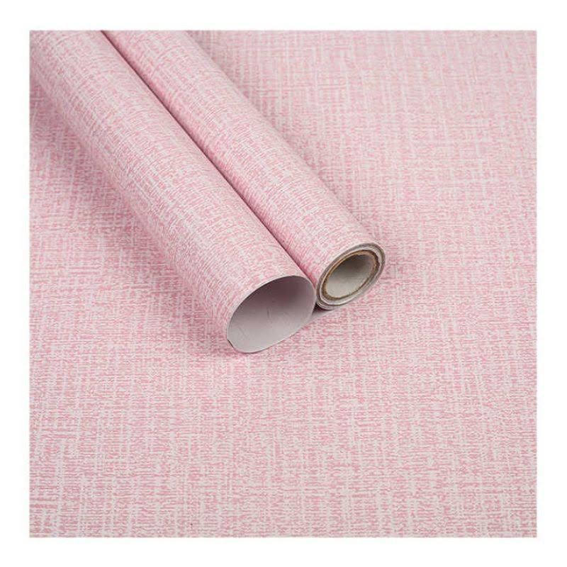Wallpaper Dinding Sticker Pink Polos Kain Sudah Ada Lem Perekatnya Berbahan PVC Anti Air Dan Minyak
