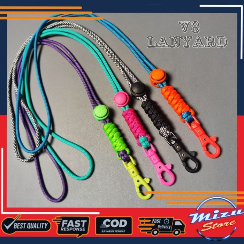 

V8 LANYARD TALI PARACORD/KALUNG/GANTUNGAN HP/ID CARD/NAME TAG