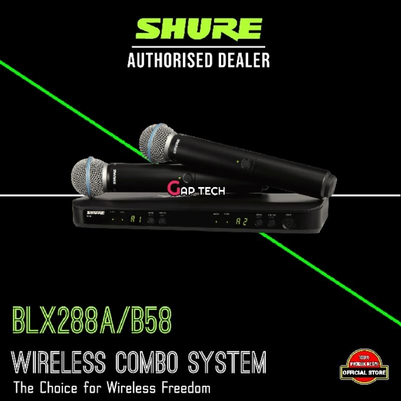Shure BLX288/B58 / BLX288 Beta 58 / BLX288A/B58 / BLX288A Beta 58A Wireless Dual Vocal System with T