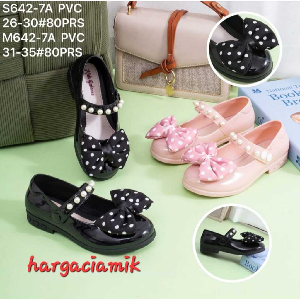 SEPATU ANAK POLKADOT  FLAT SHOES PANTOFEL PITA MONTE  JELLY LENTUR SIZE 26-35
