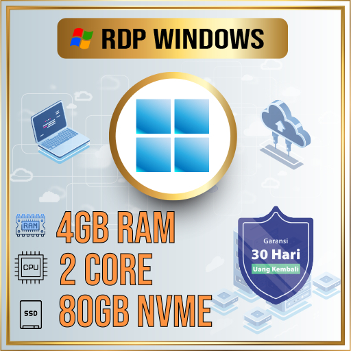 RDP WINDOWS 4GB 2CORE FULL ADMINISTRATOR, GARANSI 30 HARI