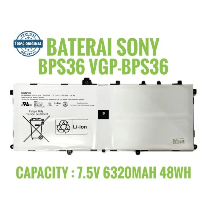 Baterai Sony Vaio Duo 13 VGP-BPS36 BPS36 SVD13211CG SVD132 SVD132A14L SVD1321B SVD1321M2EW