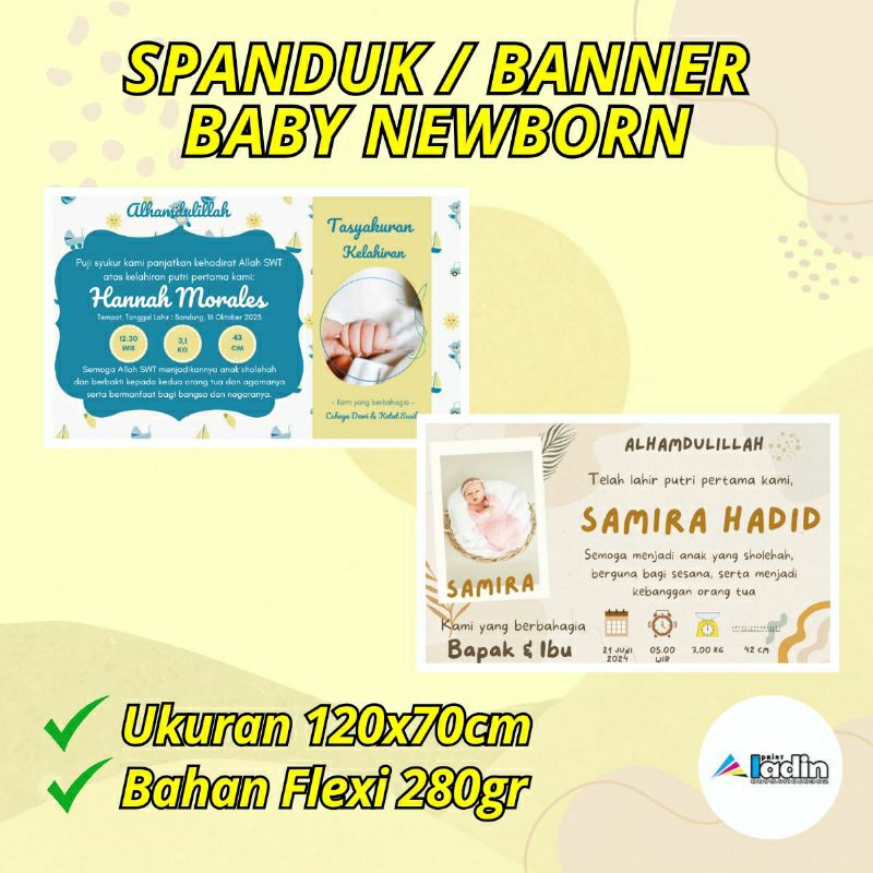 SPANDUK BABY NEWBORN | SPANDUK AQIQAH | BANNER BAYI | BANNER AQIQAH | BANNER BAYI LAHIR | SPANDUK AQ