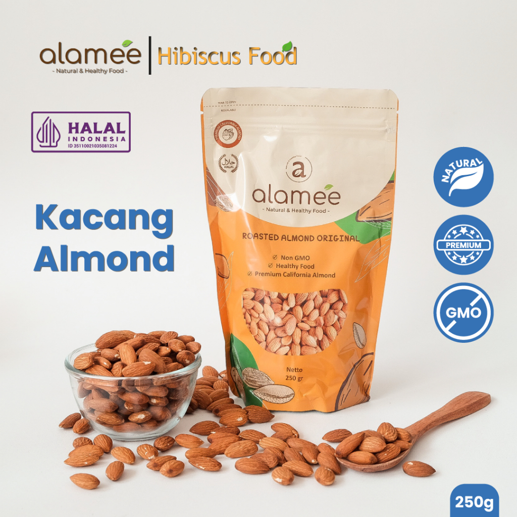 

ALAMEE Kacang Almond Almon Kupas Panggang Premium Roast Roasted Grade A California 250 Gram Oven Siap Makan Crispy Asli Cemilan Gurih Matang Tanpa Kulit Murah