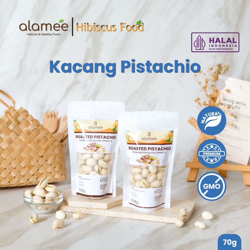 

ALAMEE Kacang Pistachio Pistacio Panggang Fustuk Roasted Premium Organic Dalam Cangkang Renyah dutchi farm Dutchi Farm