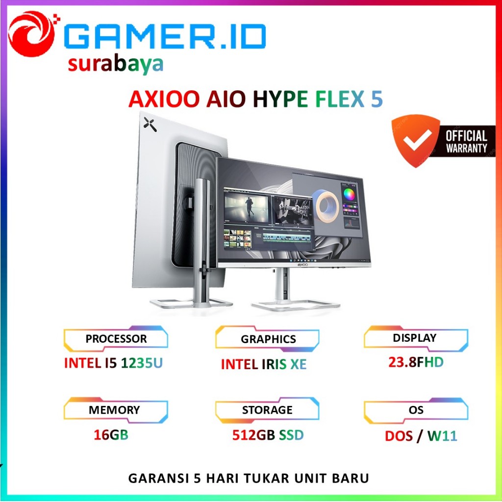 AXIOO AIO HYPE FLEX 5 I5 1235U 16GB 512GB 23.8FHD DOS - W11