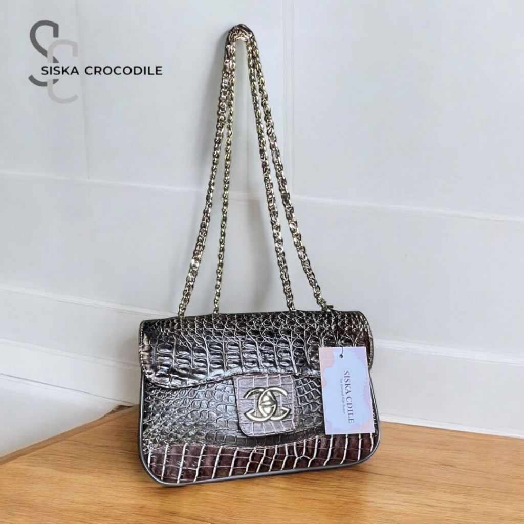 SC SISKA CROCODILE - Tas Wanita Kulit Tas Cewe Selempang Tas Bahu Kulit Asli Merauke