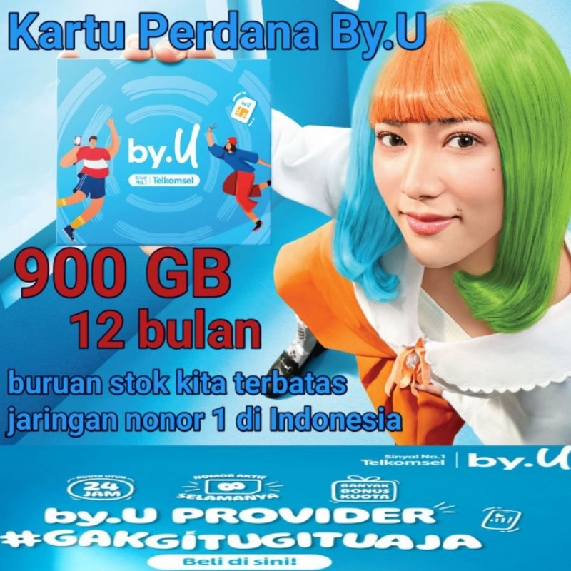 Kartu  by.U Kuota 900 GB masa aktif  kuota 12 Bulan