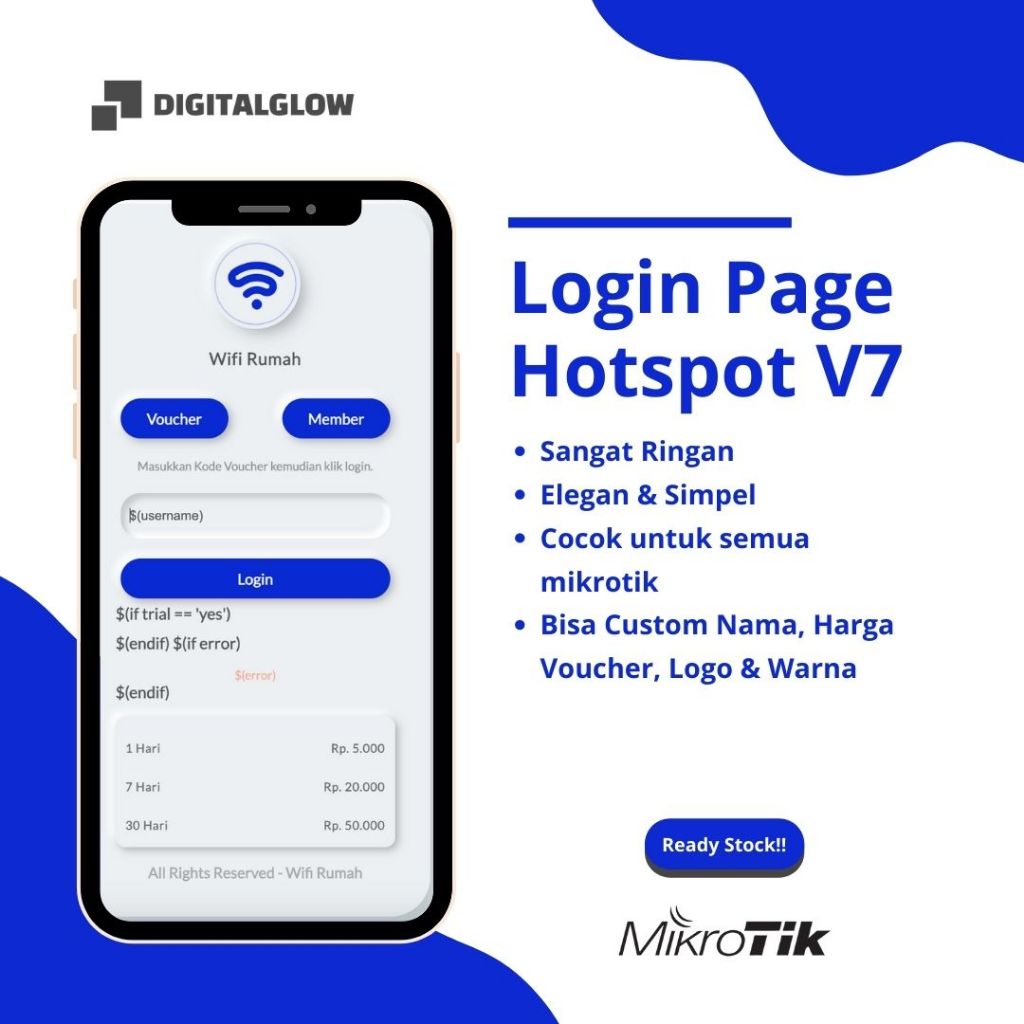 [NEW] V7 Template Login Page Mikrotik Hotspot Elegan & Simpel - Sangat Ringan