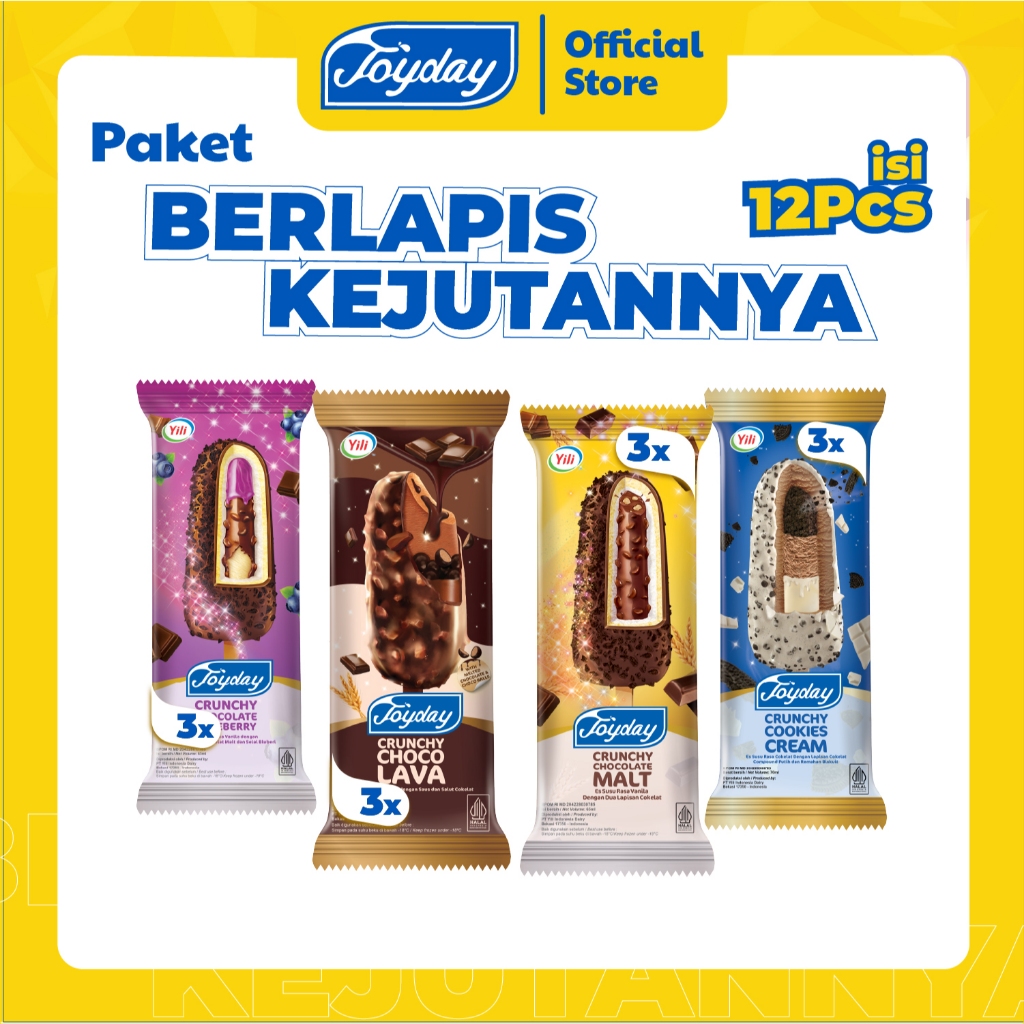 

Joyday Ice Cream PAKET BERLAPIS KEJUTANNYA - Isi 12 pcs Es Krim Mix