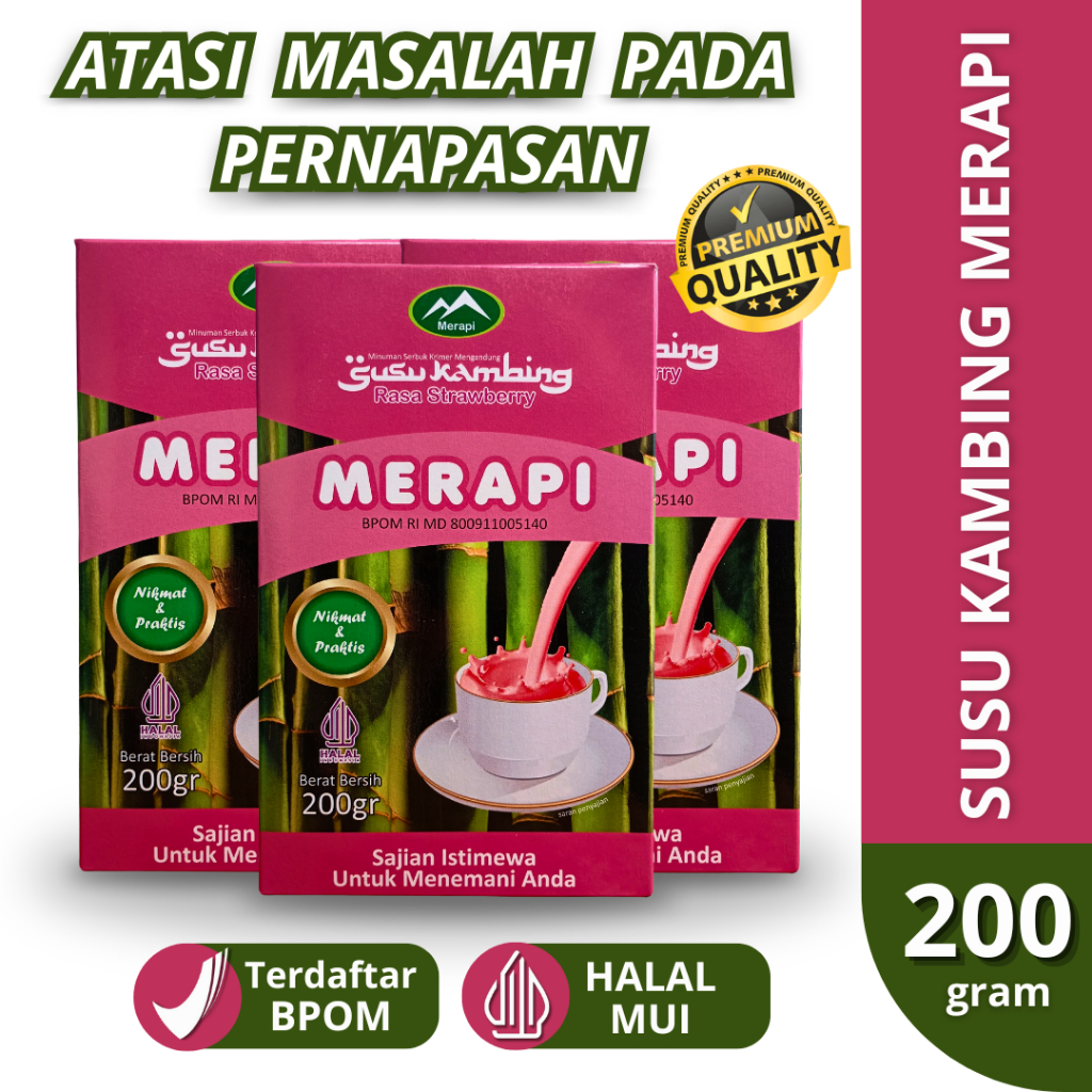 

Merapi Susu Kambing Bubuk Rasa Strawberry Obat Sesak Nafas dan Asma