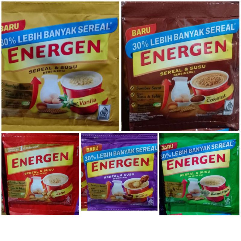 

Energen Sereal 32gr Varian Rasa Coklat Vanila Jahe Kacang Ijo Kurma