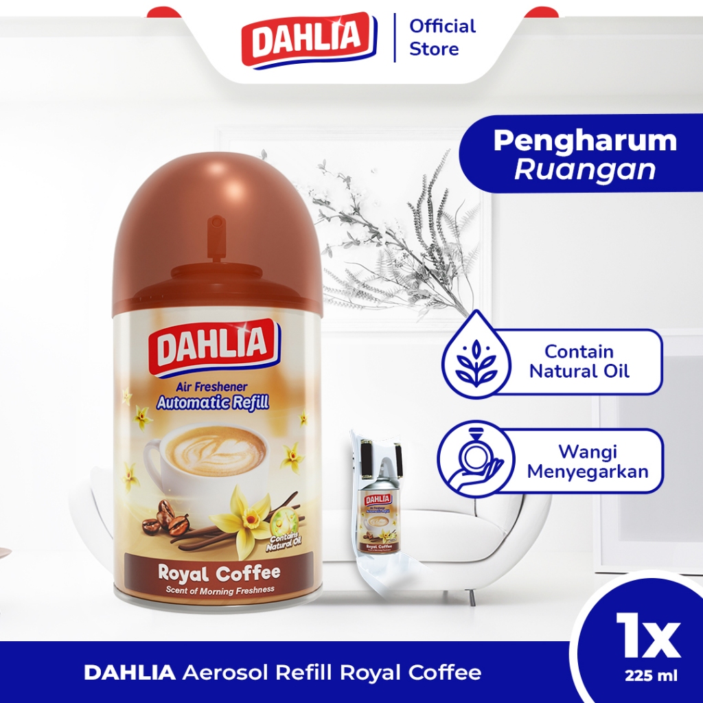 DAHLIA Air Freshener Automatic Refill Royal Coffee Isi 1 (225ml) - Pengharum Ruangan Otomatis, Wangi