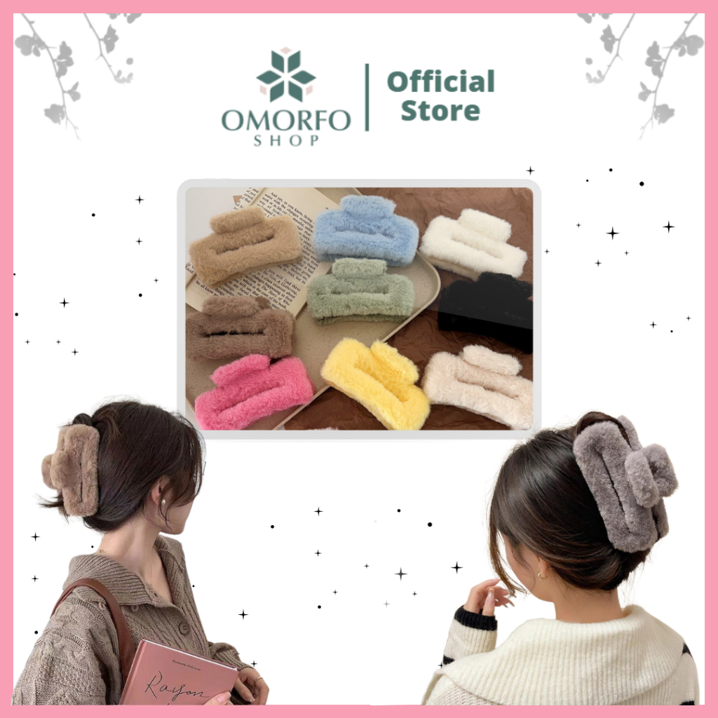 [Omorfo] Accesories Jedai Rambut Bulu Persegi Jumbo