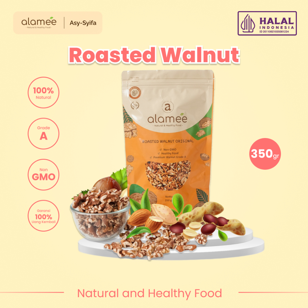 

Kacang Panggang Walnut Siap Makan Roasted Nut Kualitas Premium Oven Matang Ukuran 350gr