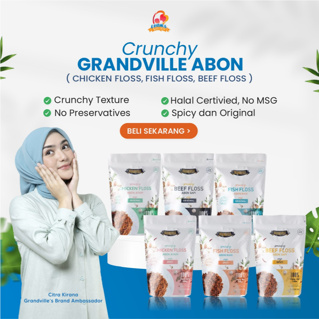 

Grandville Crunchy Floss Abon Ayam, Sapi & Ikan Renyah MPASI Tanpa MSG & Pengawet Cemilan Sehat