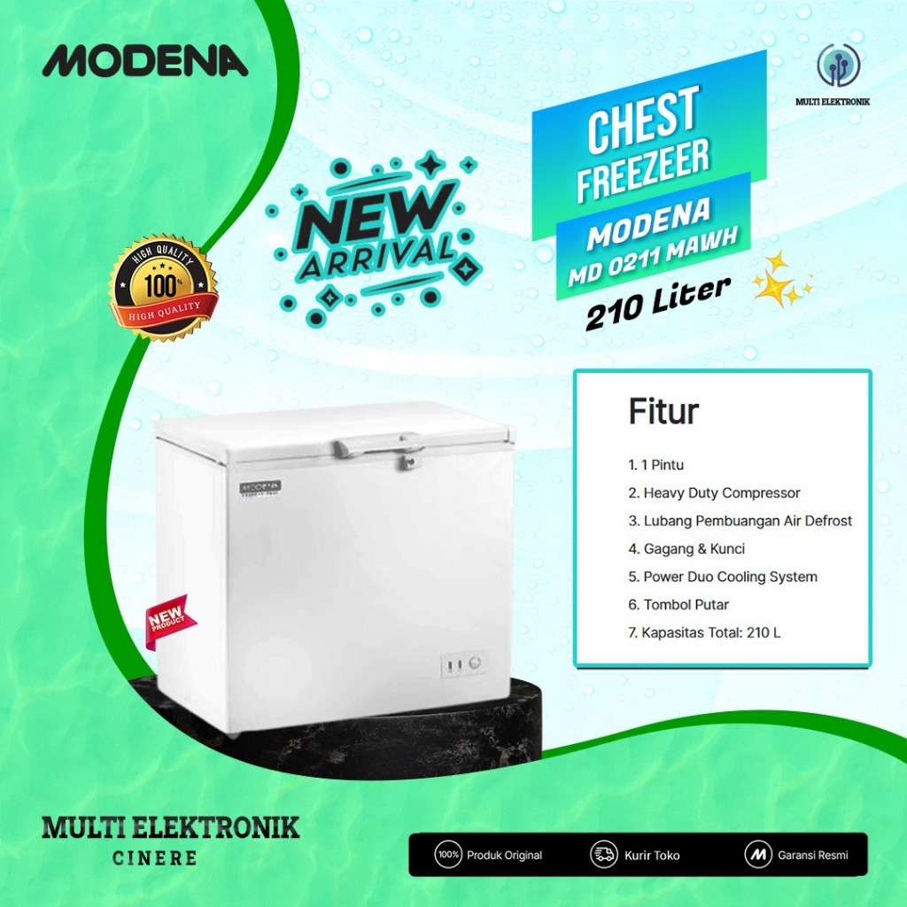Modena Chest Freezer 210L MD 0211 MAWH - 200 Liter