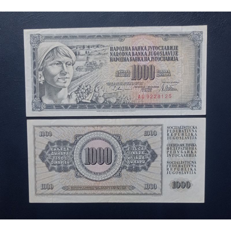 Uang Kertas Asing Yugoslavia 1000 Dinara