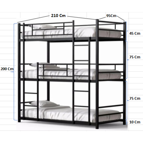 Ranjang Tingkat 3 Susun / Bunk Bed / Ranjang Susun Bertingkat