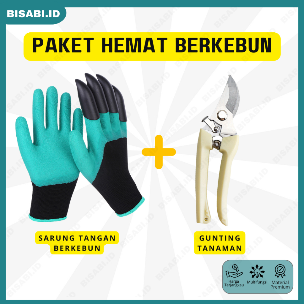 

PAKET HEMAT - Sarung Tangan Cakar Berkebun & Gunting Dahan Bengkok Ranting Taman Garden Tools