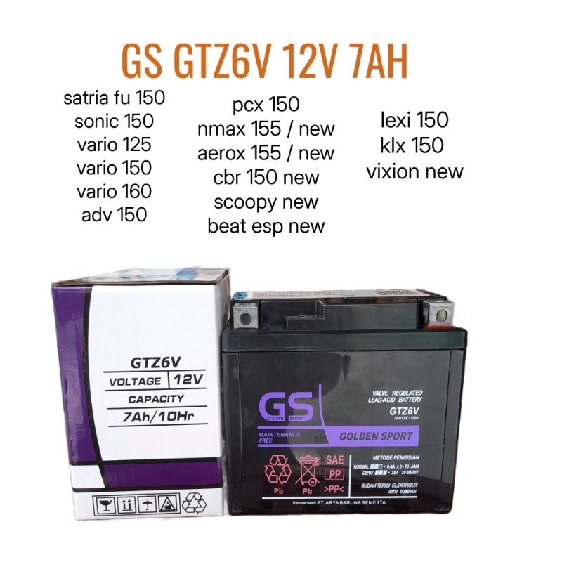 GS GTZ6V AKI MOTOR NMAX AEROX PCX LEXI KLX 150 SATRIA FU SONIC 150 VARIO 125 VARIO 150 ADV 150 GS GO