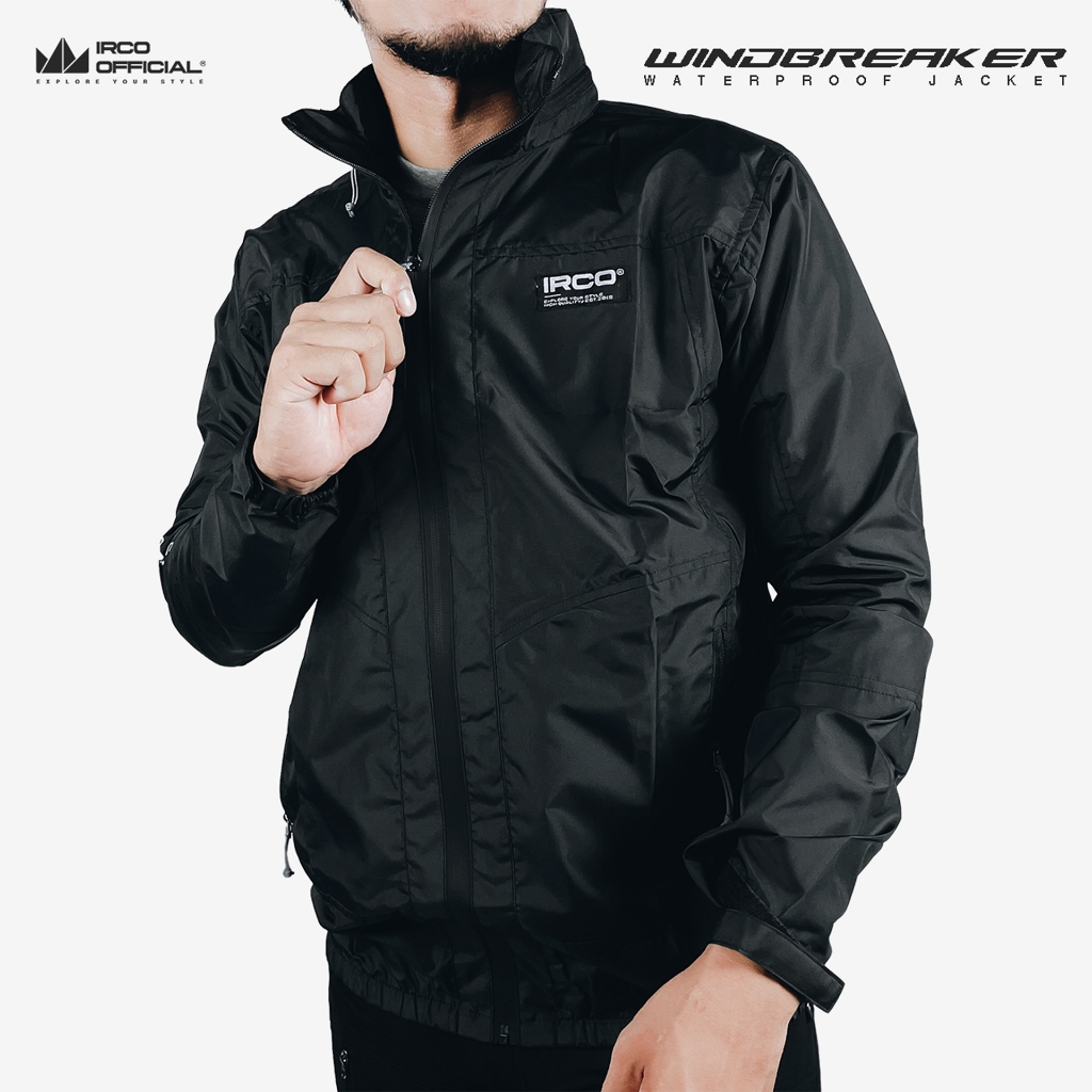 IRCO Windbreaker Jaket Gunung Lipat Pria Hitam Waterproof - Foldable Jacket Parasut Anti Air Angin
