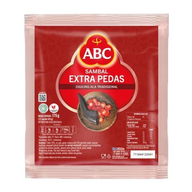 

ABC Sambal extra pedas isi 22 sachet