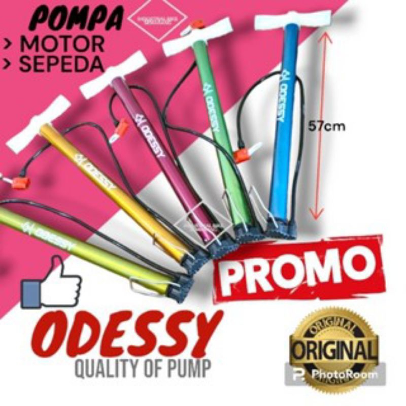 《HIGH QUALITY》ODESSY Pompa Sepeda & Motor Floor Pump Bola / Pelampung Bicycle Pump