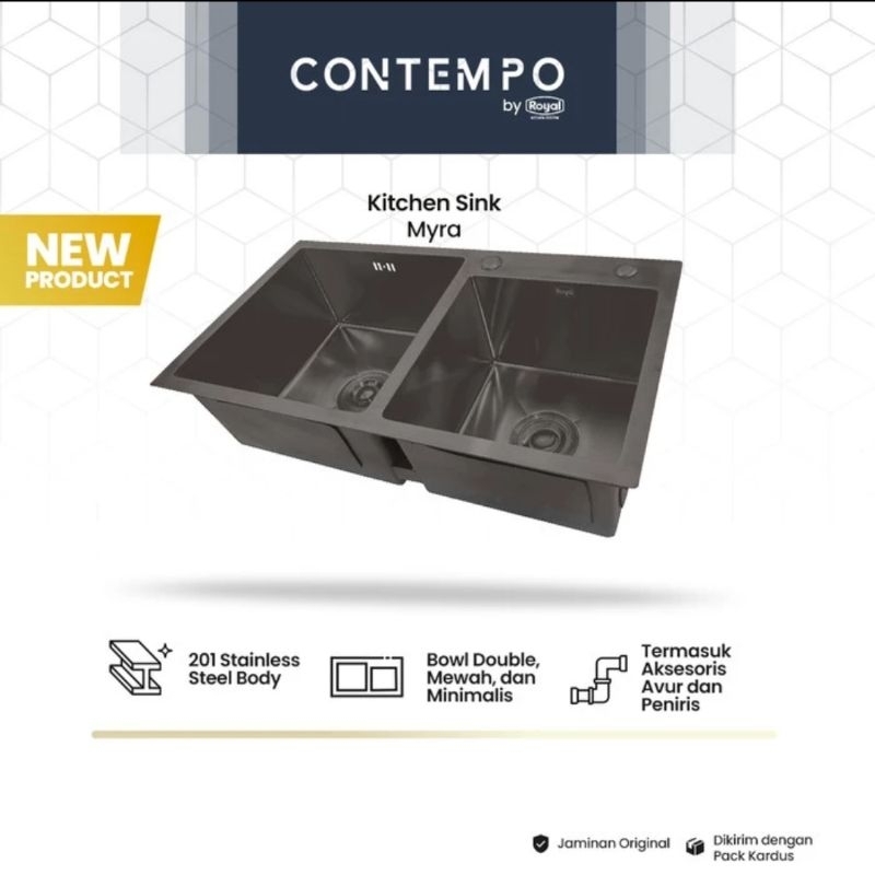 ROYAL KITCHEN SINK CONTEMPO MYRA 75X40CM
