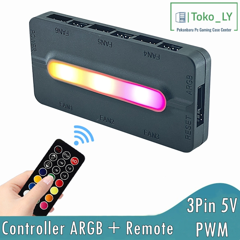 ARGB Controller FAN/CPU 5V 3pin RGB with Remote Control - 6Port