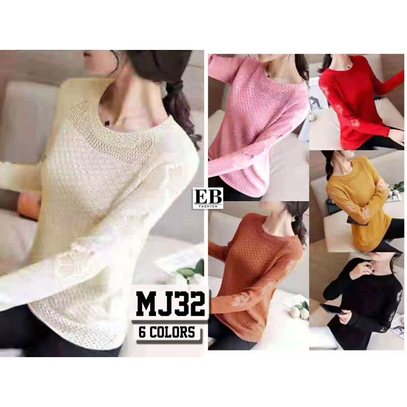 Frendi collection | Atasan rajut lengan panjang motif bunga premium import, baju blouse rajut wanita