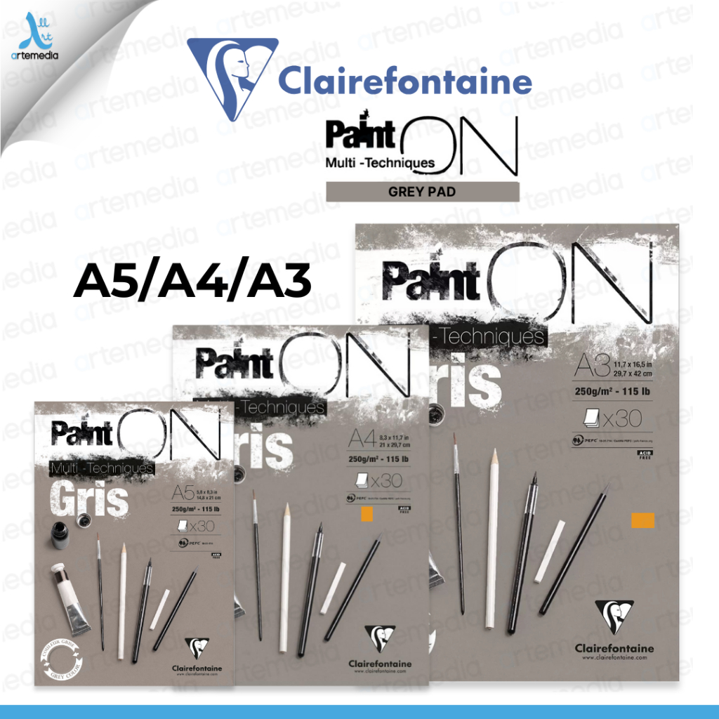 

Clairefontaine Paint On Grey Multi Technique Sketch Pad Sketchbook Kertas Gambar Warna