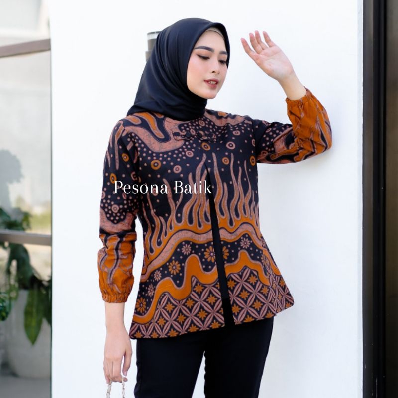 BATIK WANITA WARNA KOMBINASI ATASAN BLOUSE BLOUSE BATIK TUNIC BATIK WANITA MODERN BATIK TUNIK WANITA
