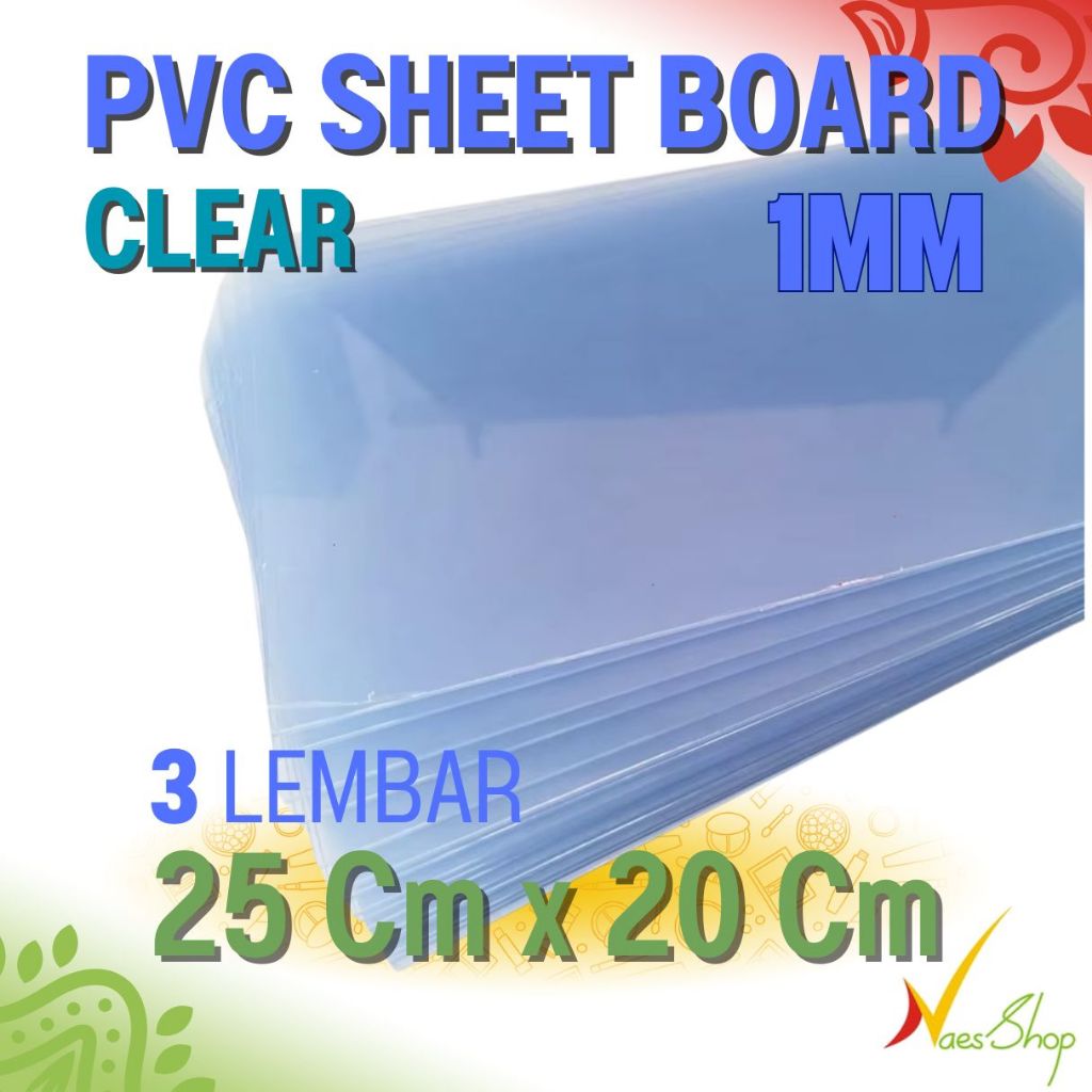 

PVC sheet board 1mm bening 25 cm x 20cm Clear 3 biji