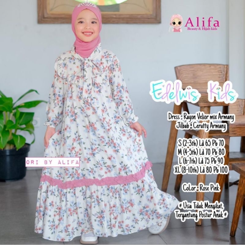 gamis anak set hijab by alifa kids edelwis kids