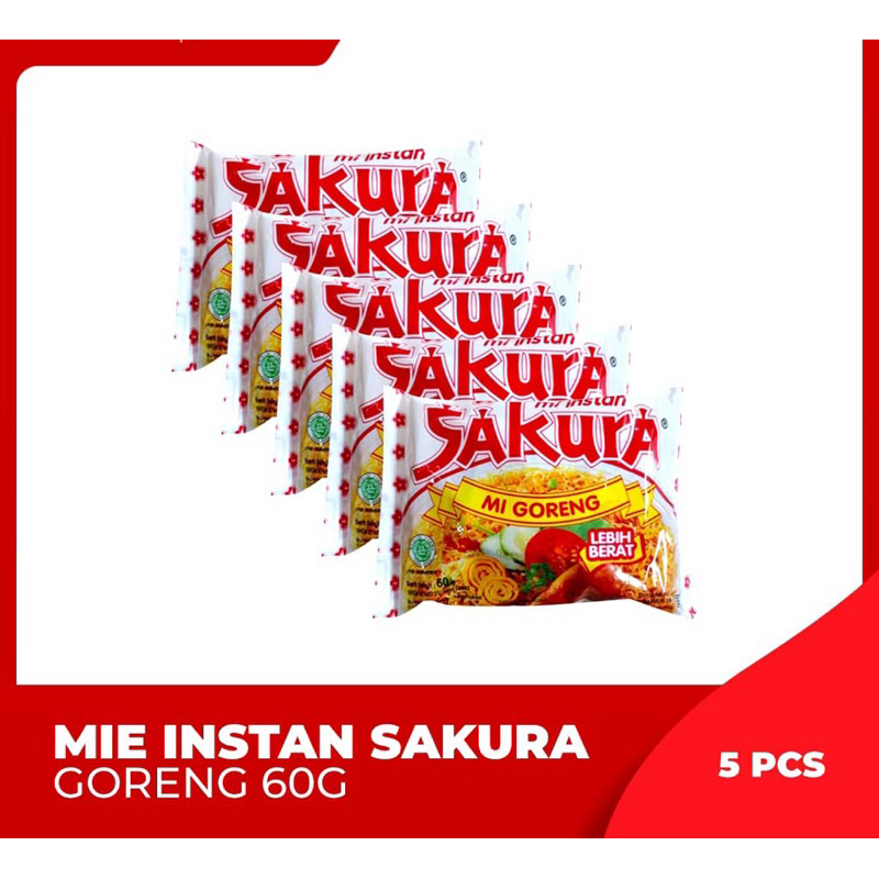 

Mie Instan Sakura Goreng 60g ( 5 pcs )