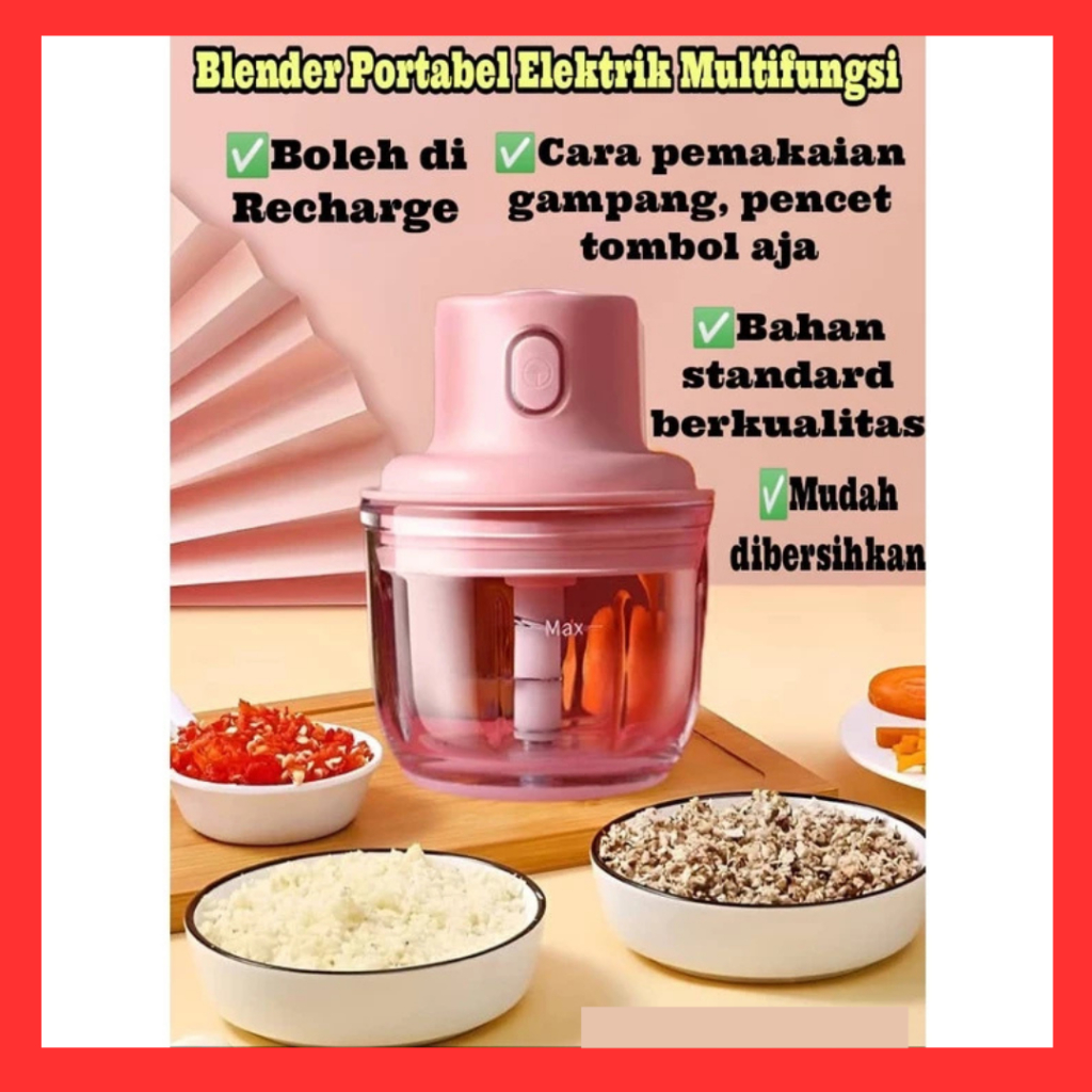 Blender Mini Pink Multifungsi USB Blender Bumbu Dapur Blender Makanan Bayi