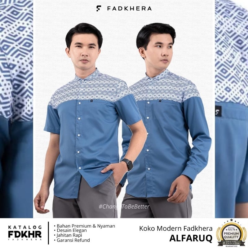 FADKHERA ALFARUQ KOKO MODERN KEMEJA PRIA PREMIUM MOTIF BIRU TOSCA