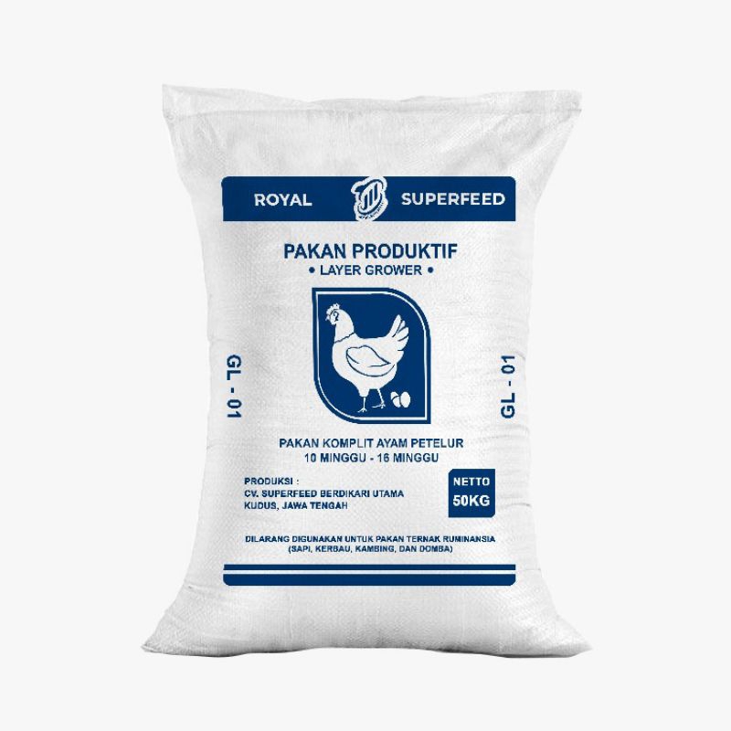 Pakan Jadi Ayam Petelur dara/pullet./grower umur 10 - 16 minggu 50 kg / 1 karung Royal Superfeed